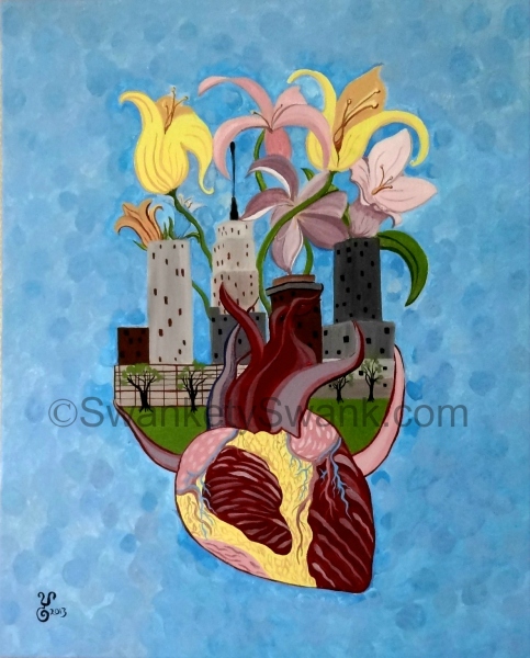 "Hometown Heartstrings" acrylic on canvas 20x16"
